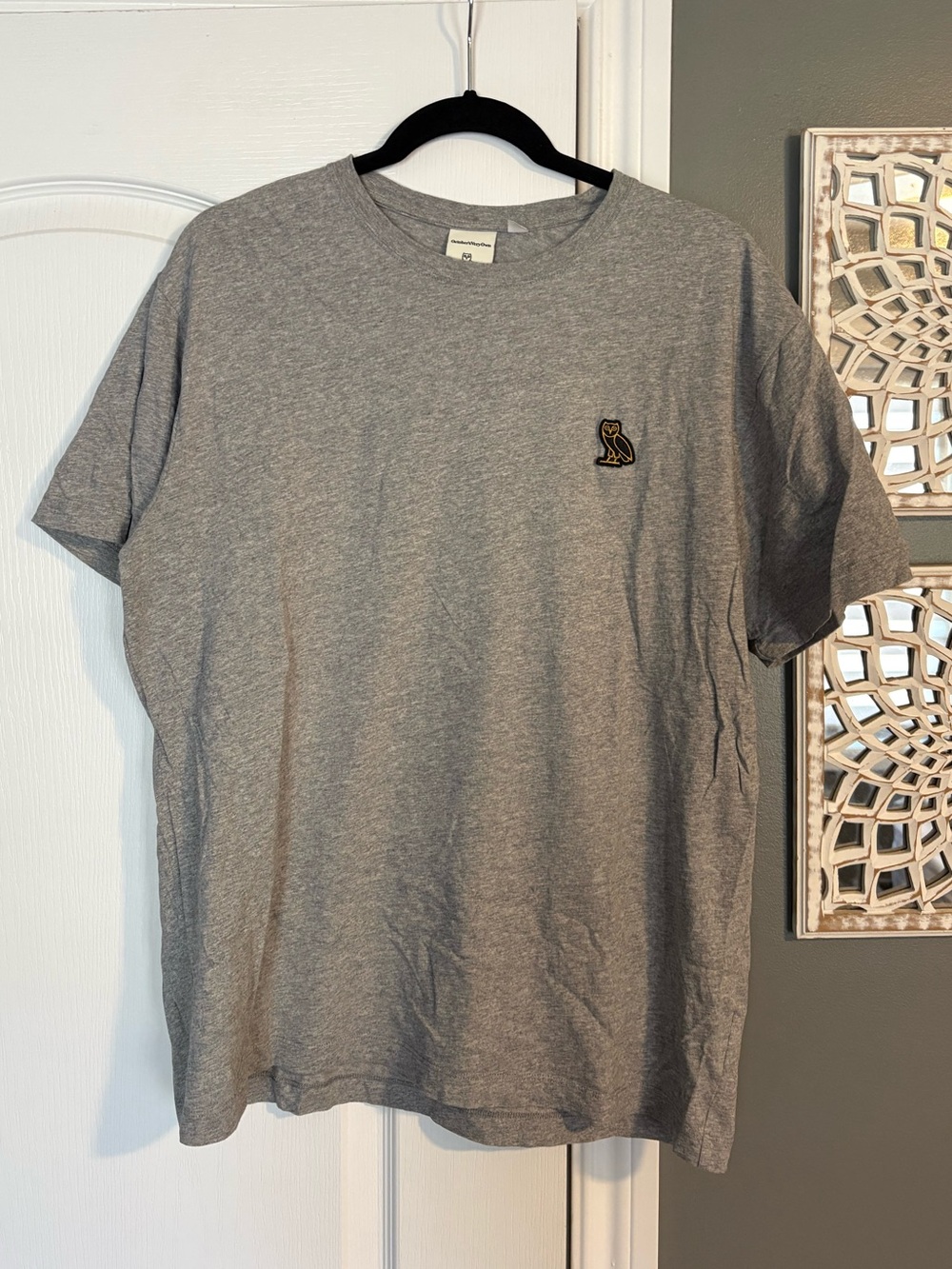 October's Very Own (OVO) Grey T-Shirt with Owl Logo